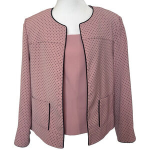 Vintage Dressbarn Womens Polka Dot Jacket Blouse Set Size 12 Office Siren Chic